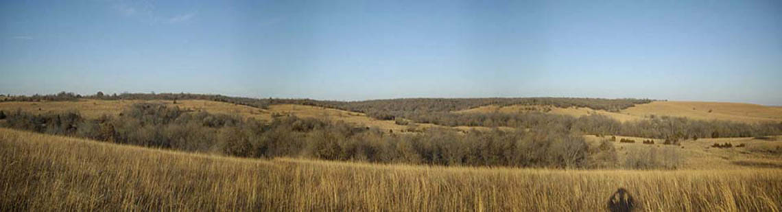 Rolling hills on Kansas hunting land